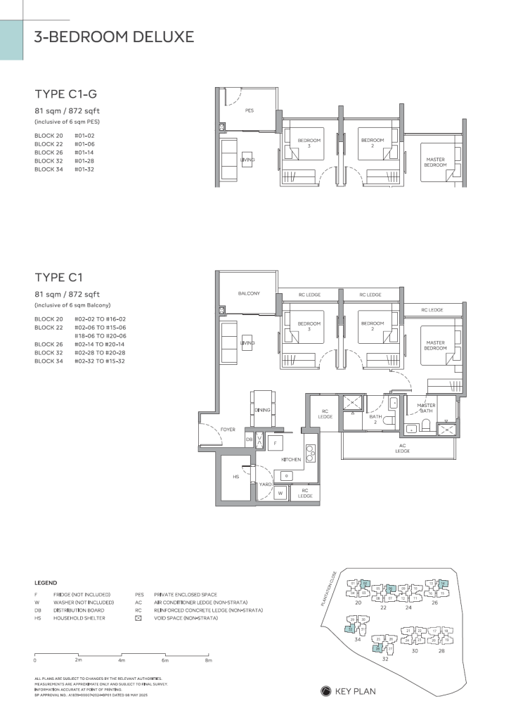 Otto Place EC Floor Plan C1 C1G 3 Bedroom Deluxe