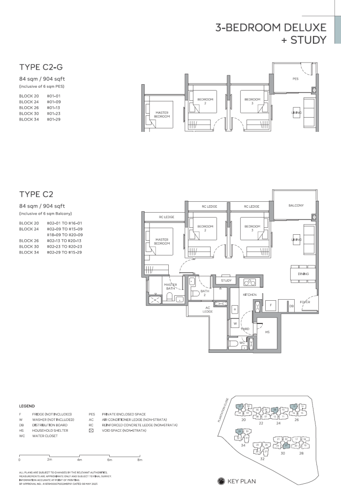 Otto Place EC Floor Plan C2 C2G 3 Bedroom Deluxe + Study