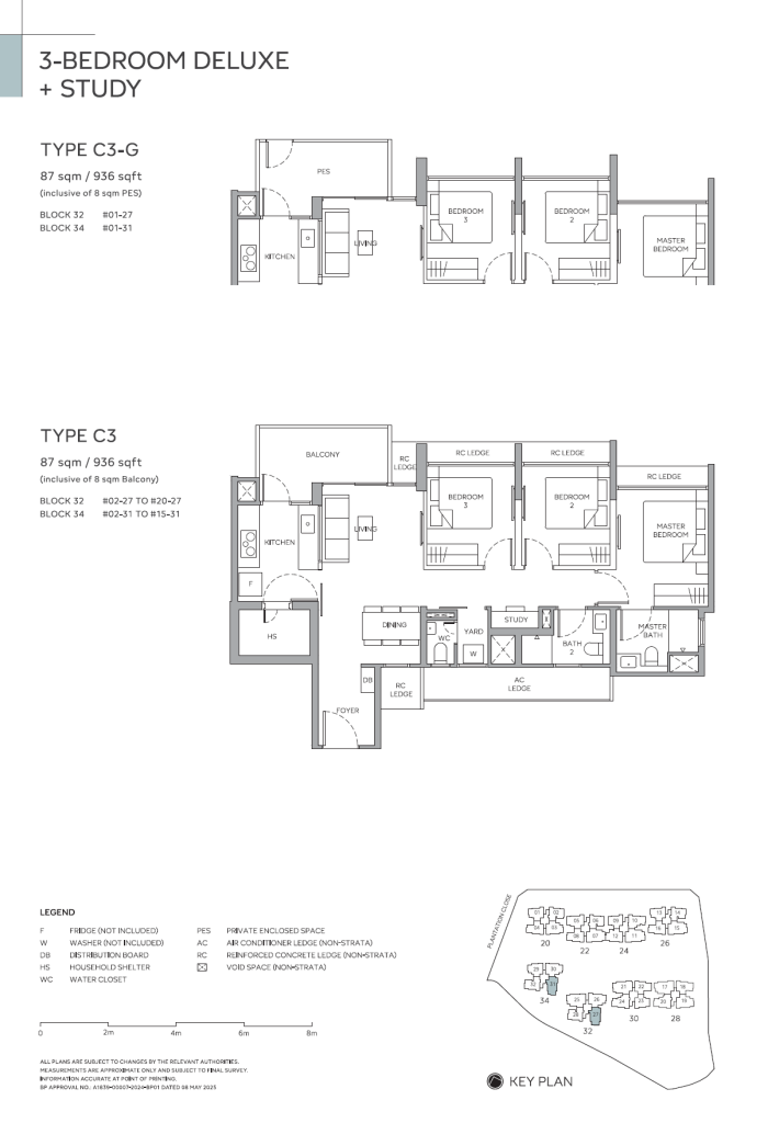 Otto Place EC Floor Plan C3 C3G 3 Bedroom Deluxe + Study