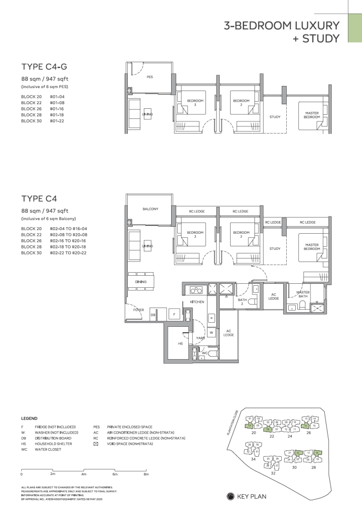 Otto Place EC Floor Plan C4 C4G 3 Bedroom Deluxe + Study