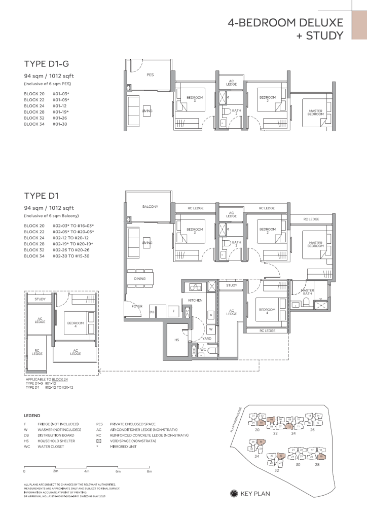 Otto Place EC Floor Plan D1 D1G 4 Bedroom Deluxe + Study
