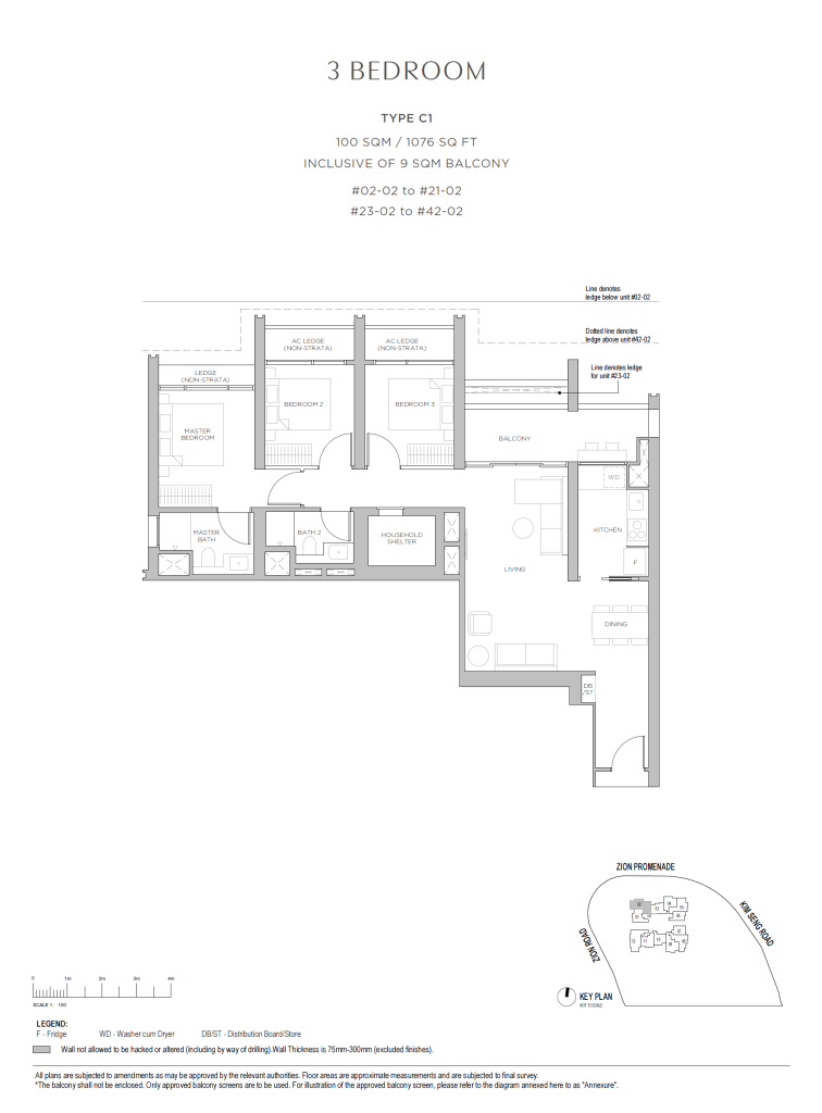 Promenade Peak Unit Floor Plan C1 3BR