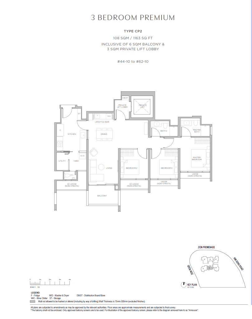Promenade Peak Unit Floor Plan CP2 3BR Premium