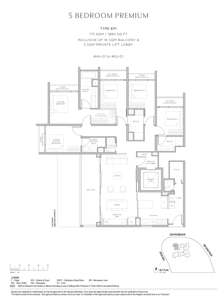 Promenade Peak Unit Floor Plan EP1 5BR Premium