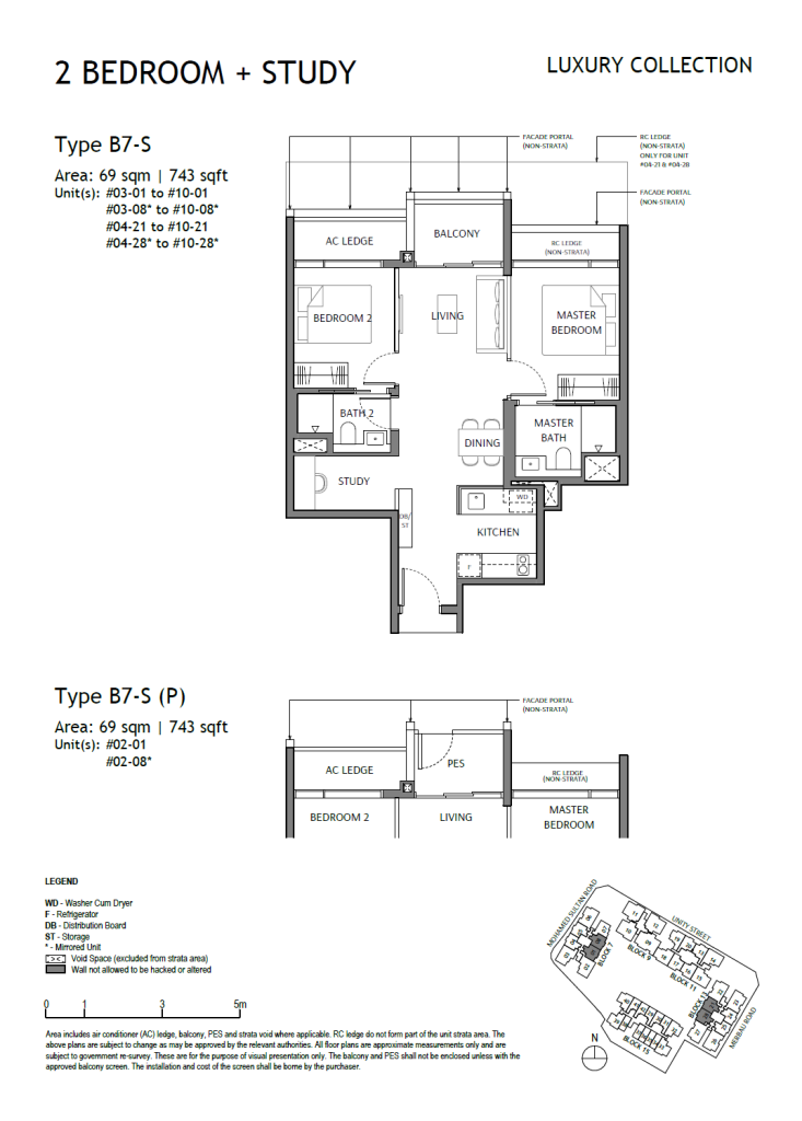 The Robertson Opus Unit Floor Plan B7S B7SP 2 Bedroom + Study