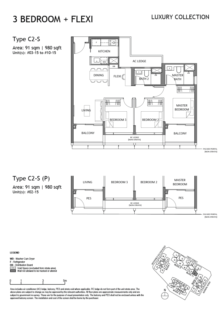 The Robertson Opus Unit Floor Plan C2S C2SP 3 Bedroom + Flexi
