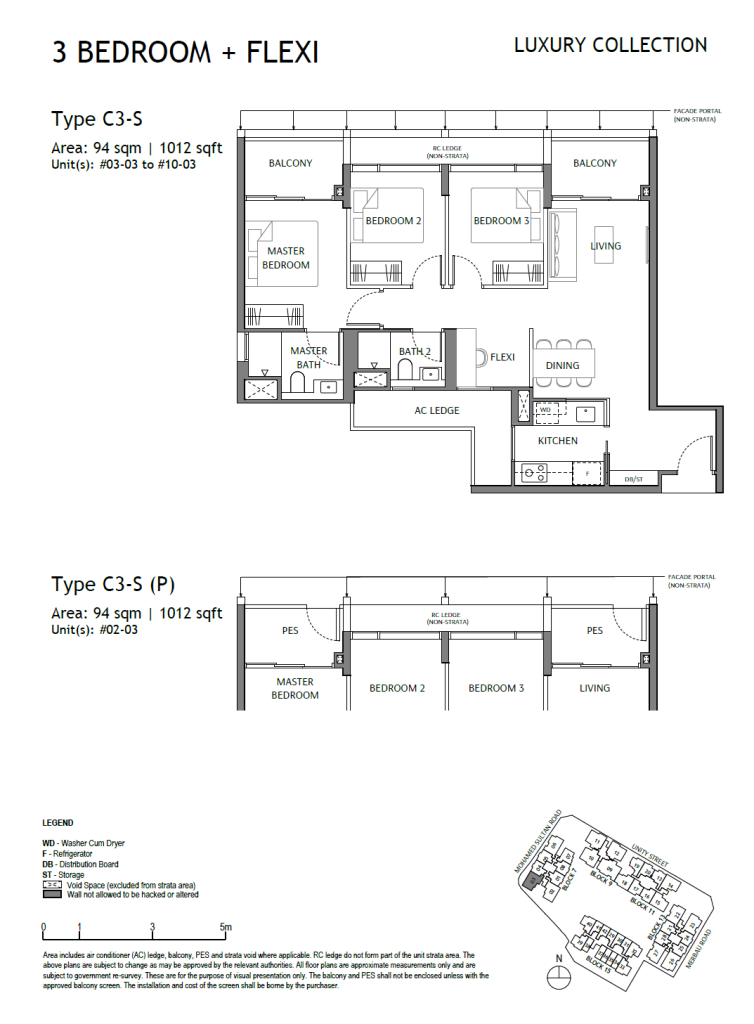 The Robertson Opus Unit Floor Plan C3S C3SP 3 Bedroom + Flexi