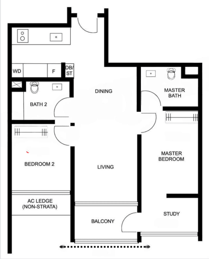 Sky at Holland Floor Plan 2 Bedroom + Study