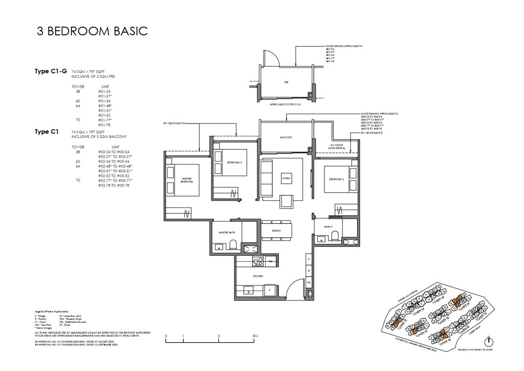 Faber Residence Floor Plans 3 Bedroom Basic C1-G C1