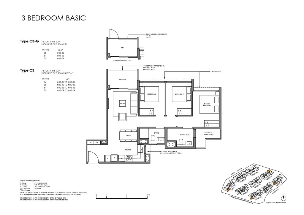 Faber Residence Floor Plans 3 Bedroom Basic C3-G C3