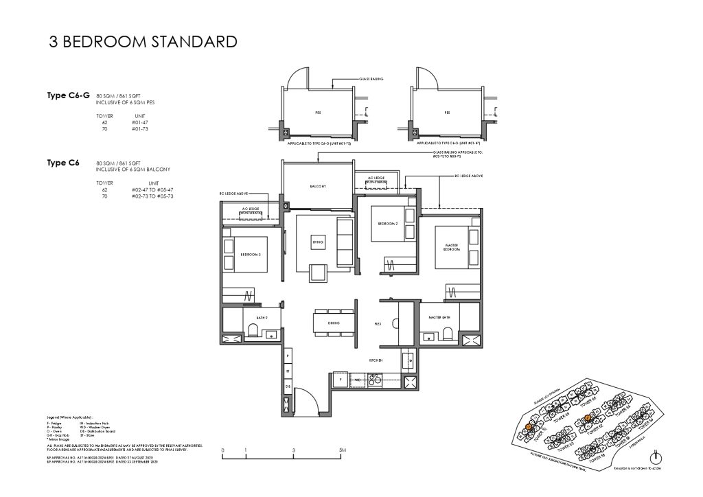 Faber Residence Floor Plans 3 Bedroom Standard C6-G C6