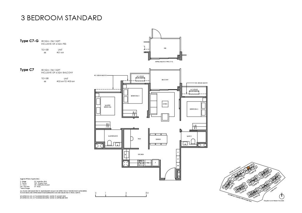 Faber Residence Floor Plans 3 Bedroom Standard C7-G C7